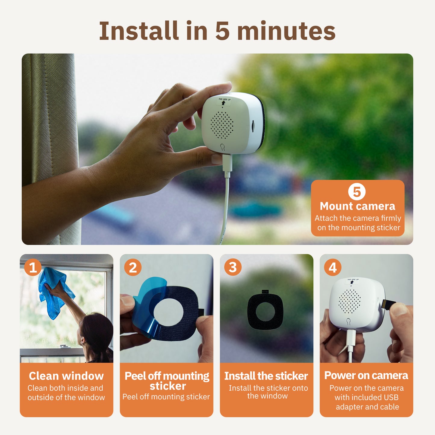 3MP 2K Window Camera,2.4GHz & 5GHz WiFi Indoor Cameras for Home Security with ChromaxAl Color Night Vision,Person & Motion Detection,24/7 Recording,Easy & Quick Install