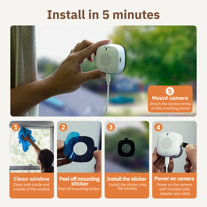 3MP 2K Window Camera,2.4GHz & 5GHz WiFi Indoor Cameras for Home Security with ChromaxAl Color Night Vision,Person & Motion Detection,24/7 Recording,Easy & Quick Install