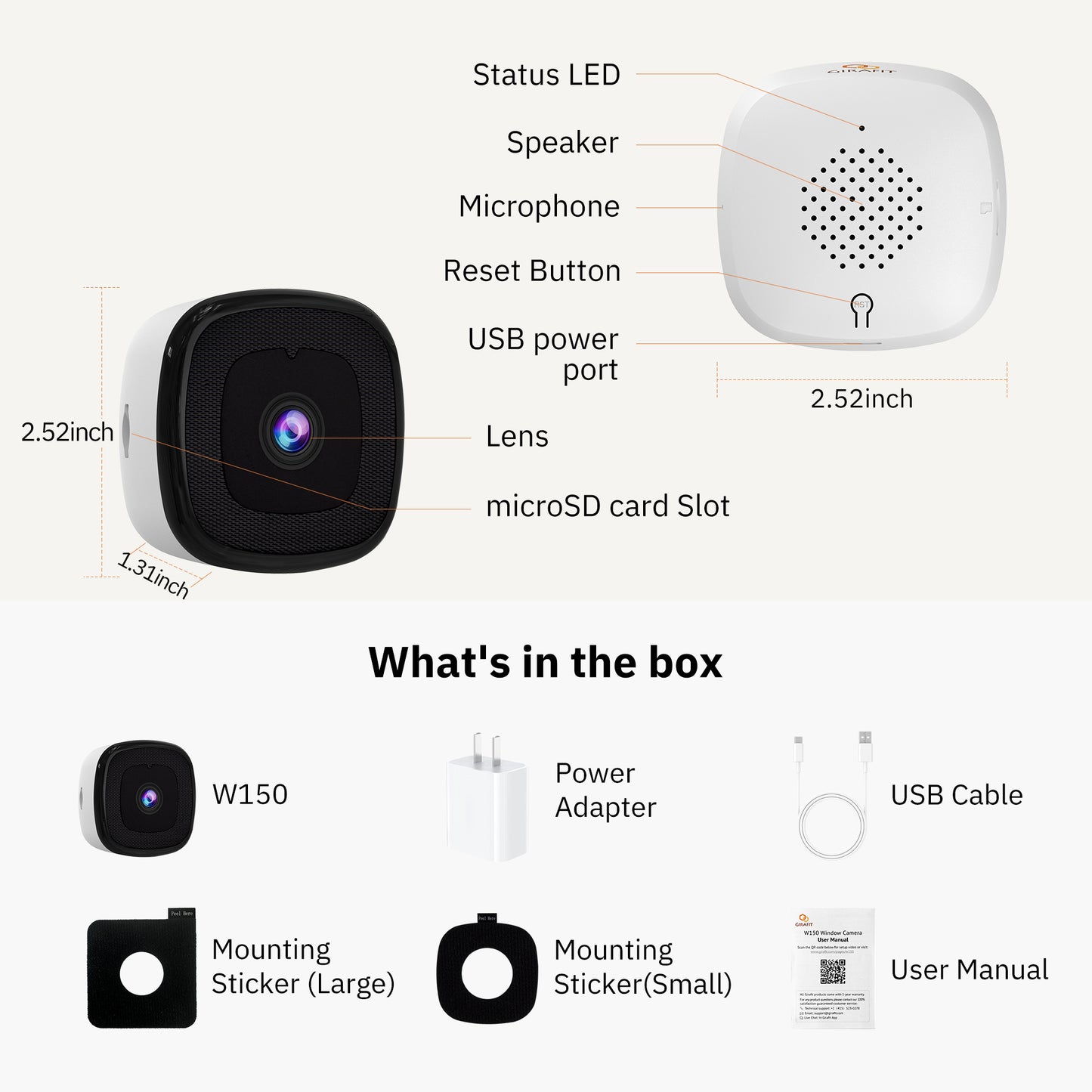 3MP 2K Window Camera,2.4GHz & 5GHz WiFi Indoor Cameras for Home Security with ChromaxAl Color Night Vision,Person & Motion Detection,24/7 Recording,Easy & Quick Install