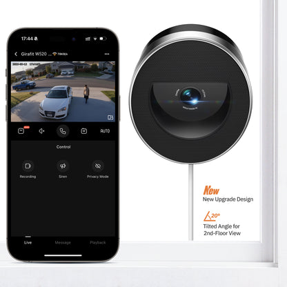 Girafit 2K Second Floor Window Camera ChroMax Al Color Night Vision, 2.4GHz & 5GHz Wi-Fi Indoor Security Cameras, Person & Motion Detection, 24/7 Recording, Easy & Quick Install, MicroSD Card Local Monitoring