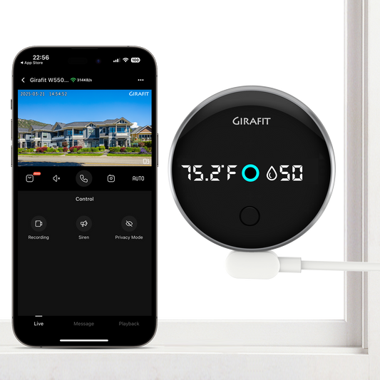 Girafit 5MP 3K Window Camera,2.4GHz & 5GHz Wi-Fi Indoor Security Camera with Thermometer and Hygrometer ChroMax Al Color Night Vision,Person & Motion Detection,24/7 Record