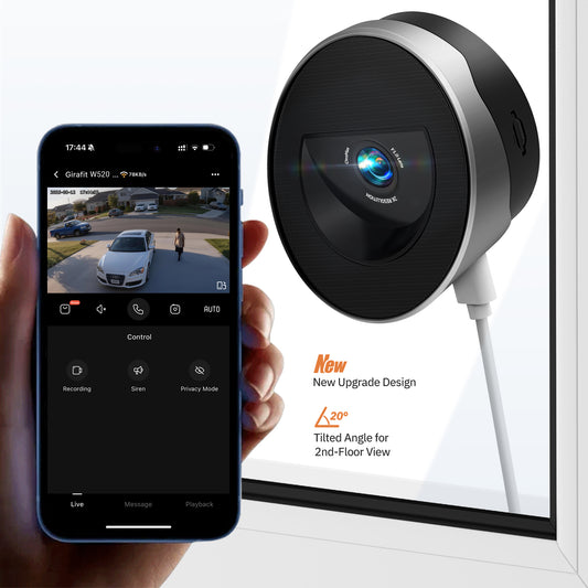 Girafit 2K Second Floor Window Camera ChroMax Al Color Night Vision, 2.4GHz & 5GHz Wi-Fi Indoor Security Cameras, Person & Motion Detection, 24/7 Recording, Easy & Quick Install, MicroSD Card Local Monitoring