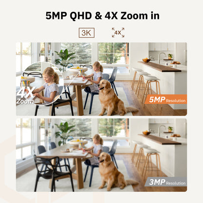 Girafit 3K 5MP Indoor/Outdoor Security Cameras for Home Security,360°Pan/Tilt/Zoom WiFi Smart Home Security Camera,AI Person/Pet/Vehicle Detection & Tracking,Starlight Color Night Vision,IP65 Waterproof,Works with Alexa