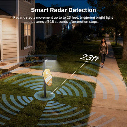 Girafit Solar Security Sign with Outdoor Waterproof Spot Lights, Daylight Radar Motion Sensor, Auto On/Off, IP65 Rated for Yard Garden Landscape Security Systems