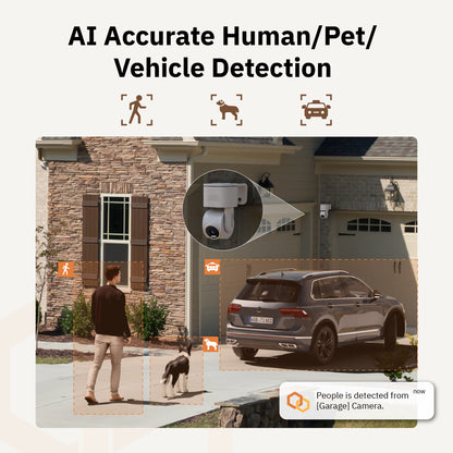 Girafit 3K 5MP Indoor/Outdoor Security Cameras for Home Security,360°Pan/Tilt/Zoom WiFi Smart Home Security Camera,AI Person/Pet/Vehicle Detection & Tracking,Starlight Color Night Vision,IP65 Waterproof,Works with Alexa