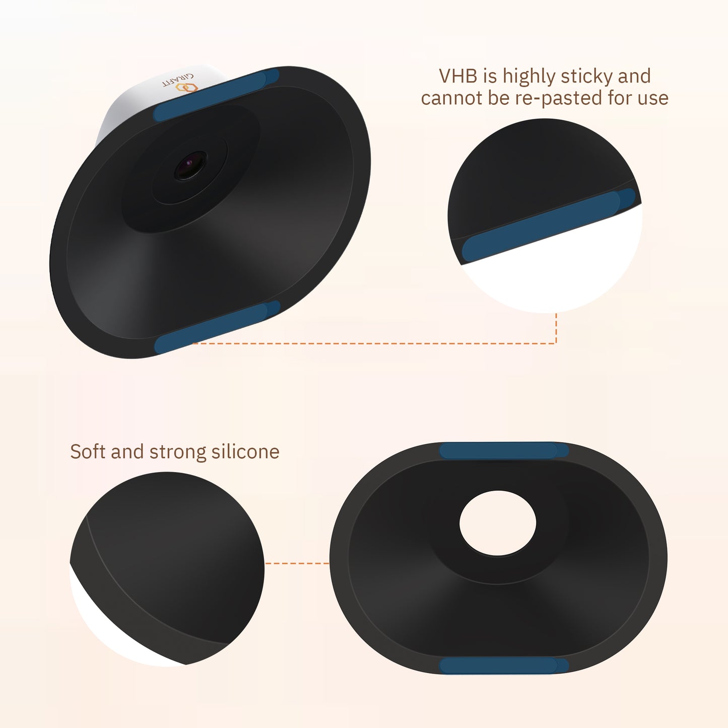 Window Mount for Girafit Window Camera W150,W550s, Adjustable Angle Tilt, No Screws, No Reflections, Self-Adhesive, Damage-Free Installation for Outdoor Monitoring, Windows/Door Bracket Holder