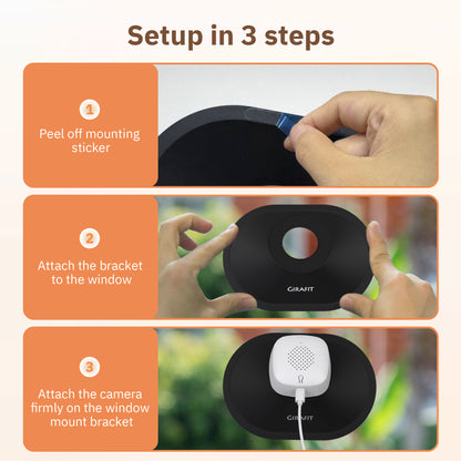 Window Mount for Girafit Window Camera W150,W550s, Adjustable Angle Tilt, No Screws, No Reflections, Self-Adhesive, Damage-Free Installation for Outdoor Monitoring, Windows/Door Bracket Holder