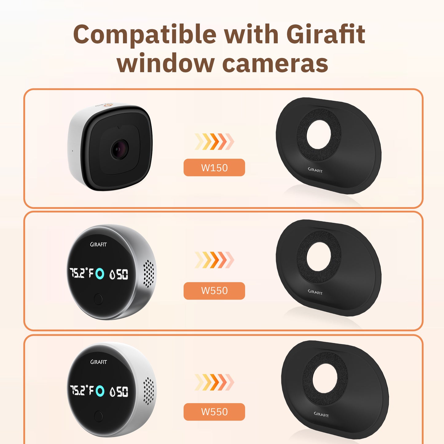 Window Mount for Girafit Window Camera W150,W550s, Adjustable Angle Tilt, No Screws, No Reflections, Self-Adhesive, Damage-Free Installation for Outdoor Monitoring, Windows/Door Bracket Holder