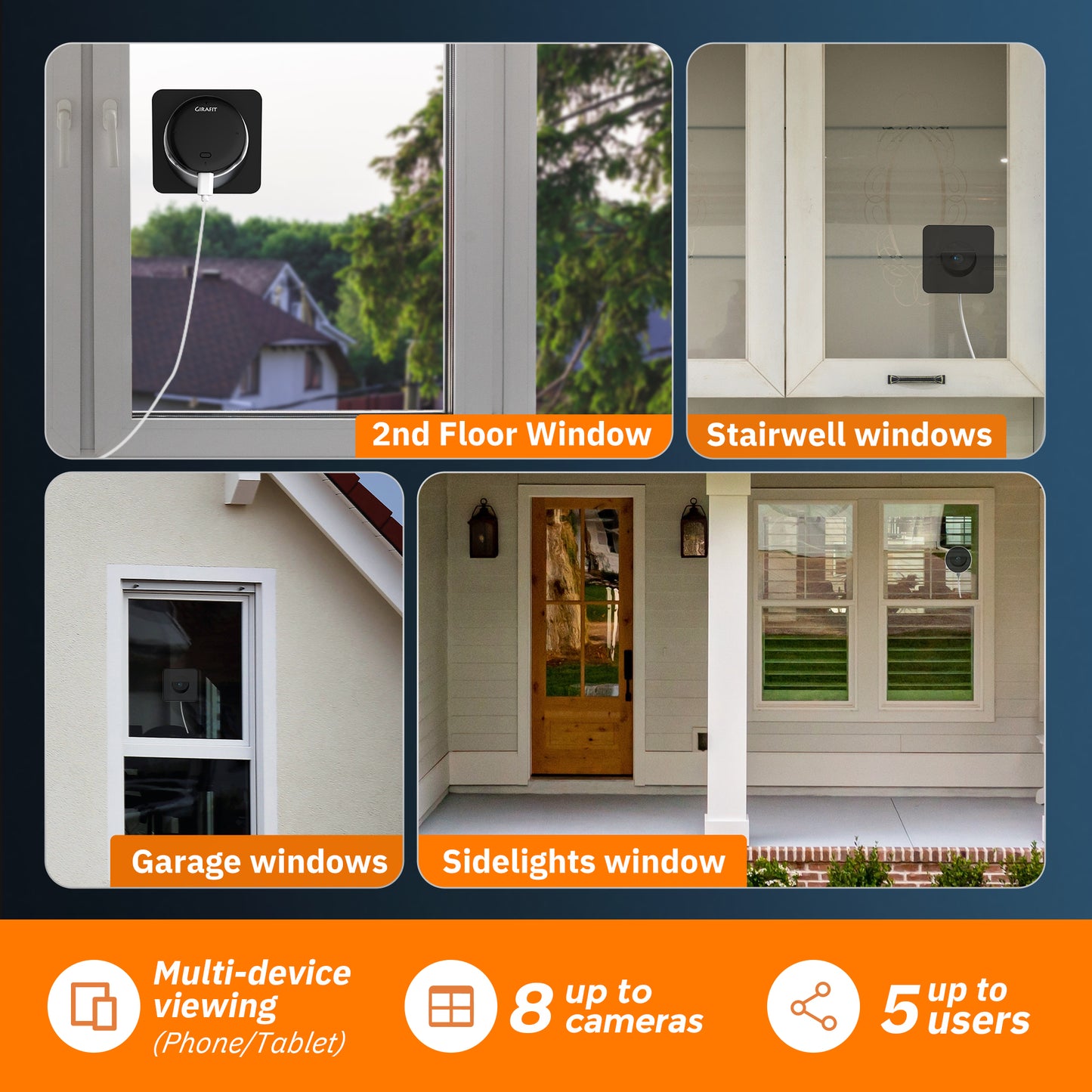 Girafit 2K Second Floor Window Camera ChroMax Al Color Night Vision, 2.4GHz & 5GHz Wi-Fi Indoor Security Cameras, Person & Motion Detection, 24/7 Recording, Easy & Quick Install, MicroSD Card Local Monitoring